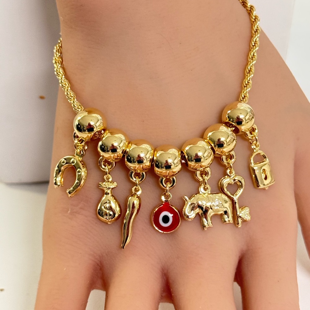 14k Gold Filled Amulet Charms Bracelet